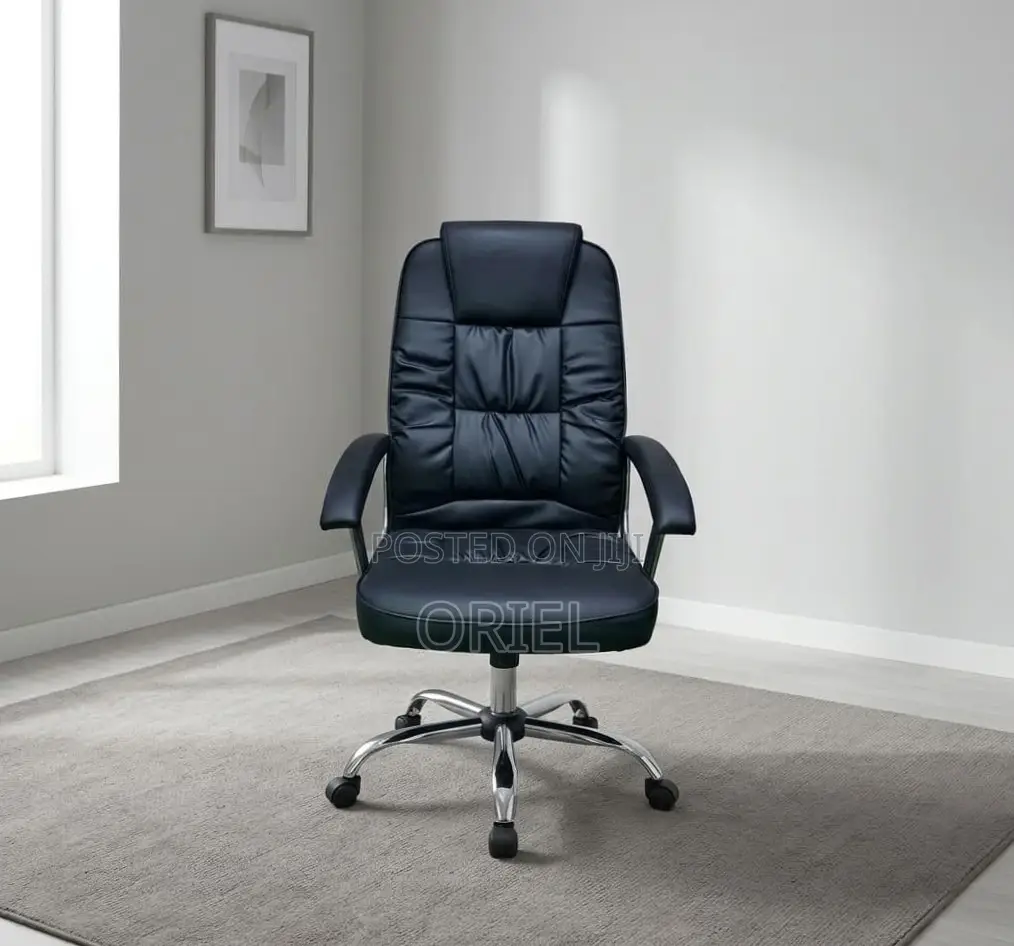 Office Chair : Black Leather Executive Work Chair
