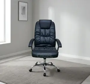 Office Chair : Black Leather Executive Work Chair