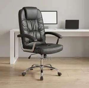 Office Chair : Black Leather Executive Work Chair