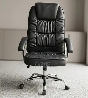 Office Chair : Black Leather Executive Work Chair