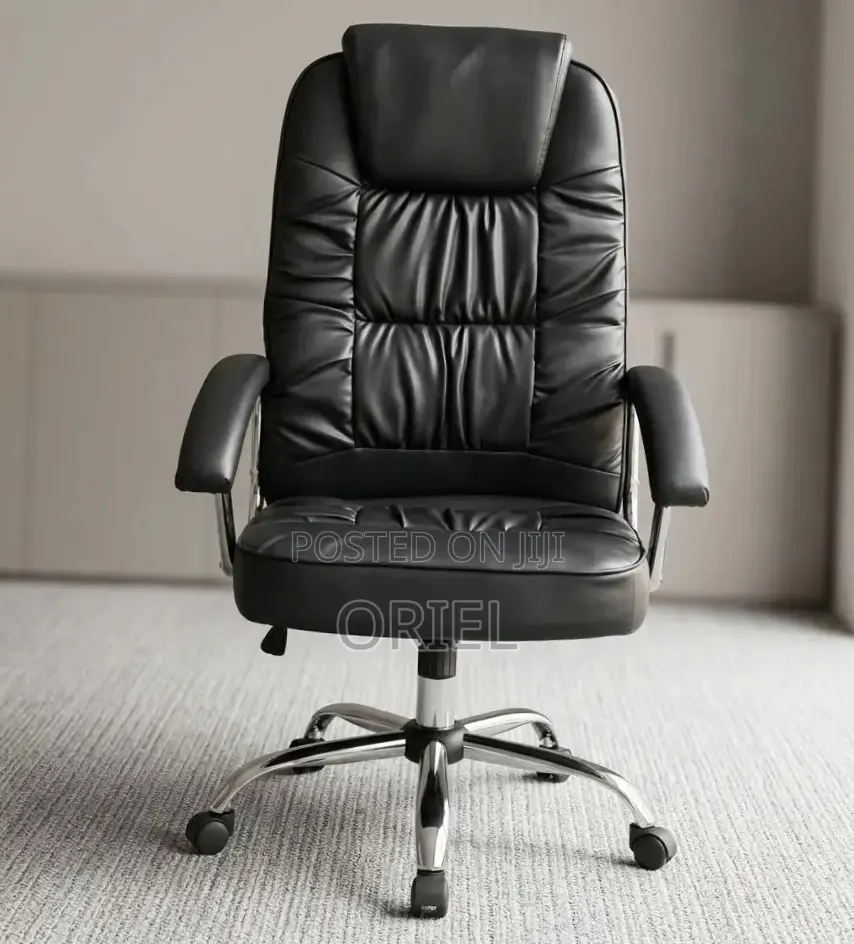 Office Chair : Black Leather Executive Work Chair