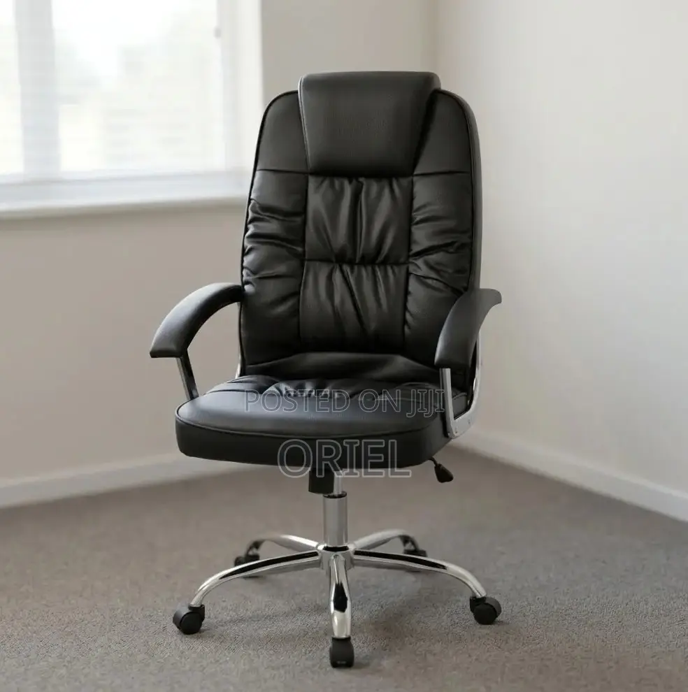 Office Chair : Black Leather Executive Work Chair