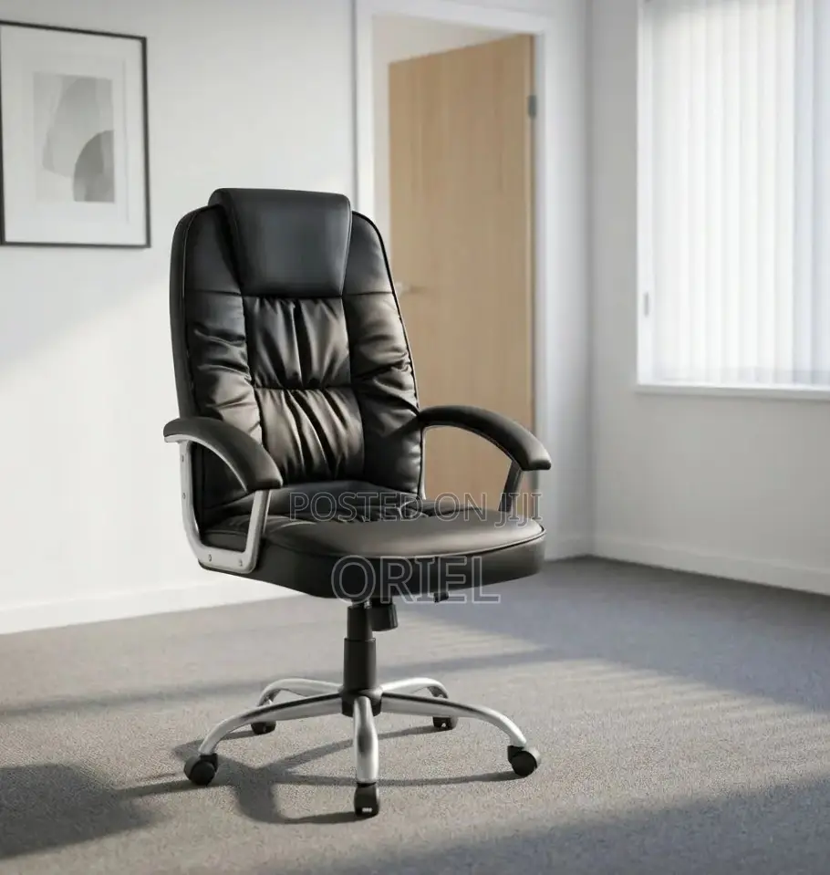 Office Chair : Black Leather Executive Work Chair