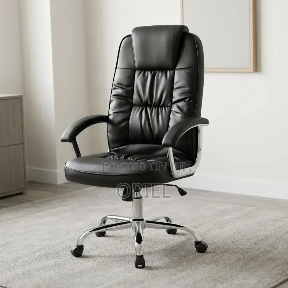 Office Chair : Black Leather Executive Work Chair