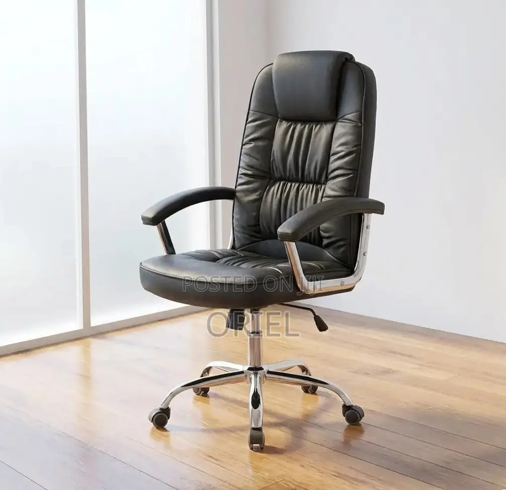 Office Chair : Black Leather Executive Work Chair