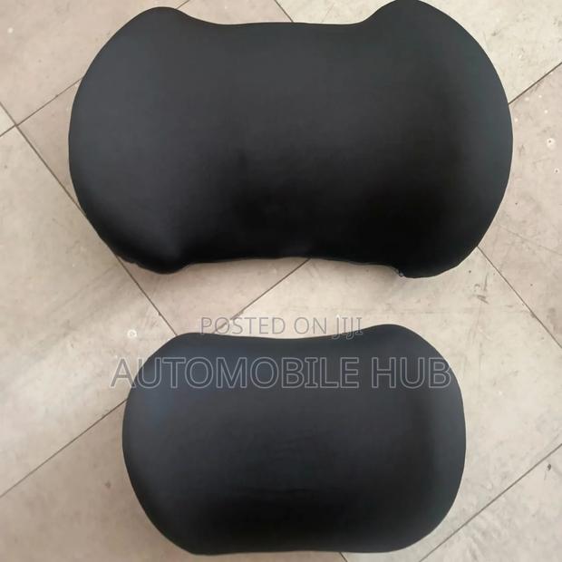• Universal Car Lumbar Back Support & Headrest Set (Black)