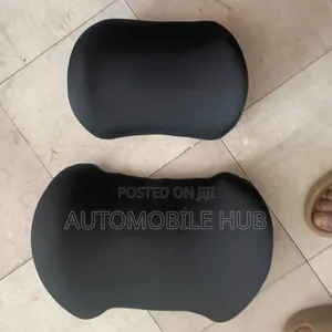 • Universal Car Lumbar Back Support & Headrest Set (Black)