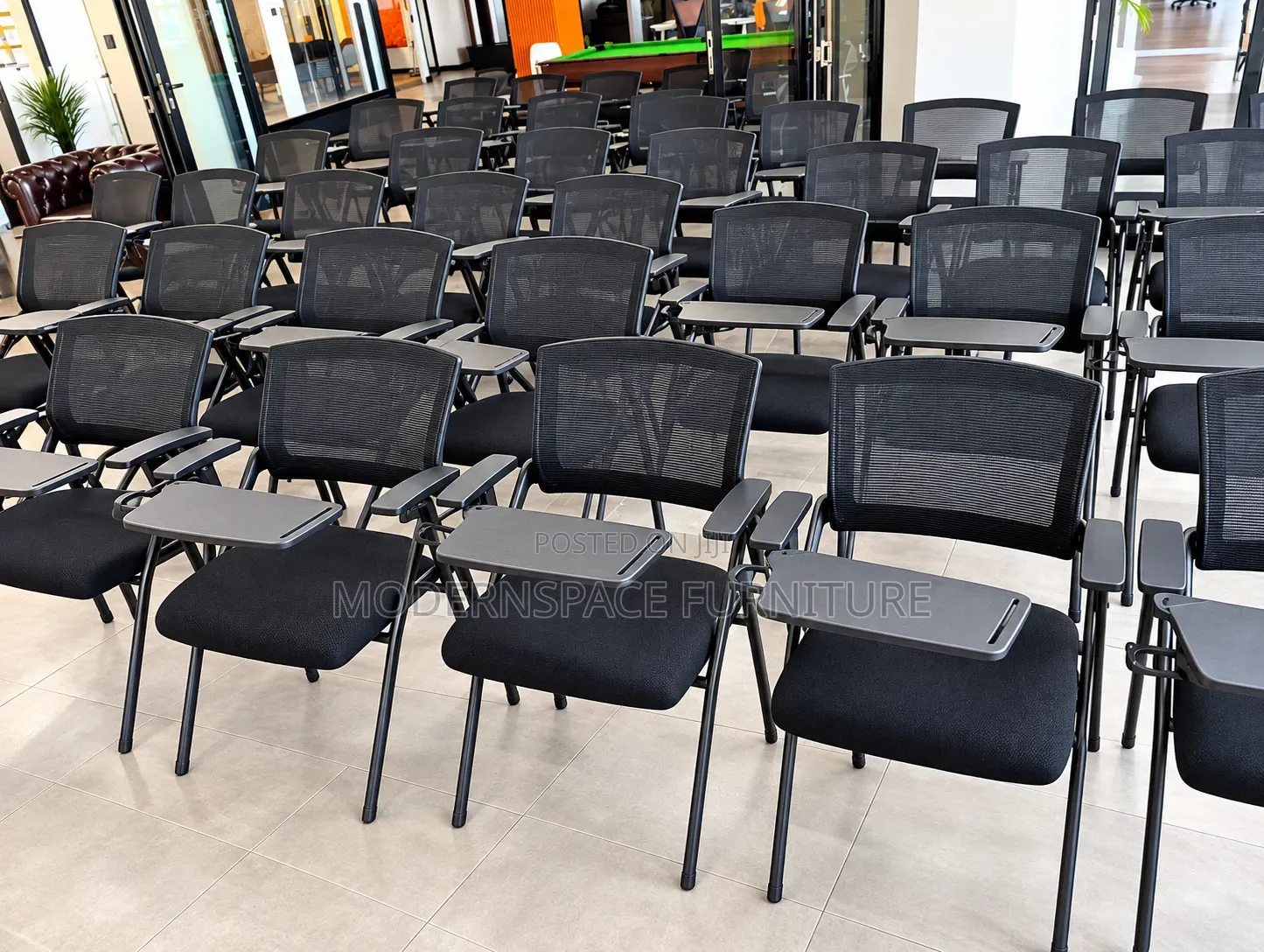 Black Mesh Training Chairs With Writing Tablet
Ji