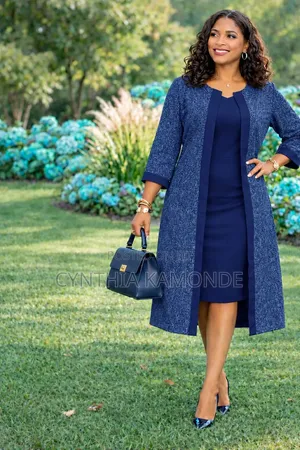 2 Piece Dress Plus Long Coat