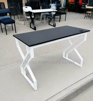 Modern X-Leg Office Desk 1.2M - Black Top / White Frame
