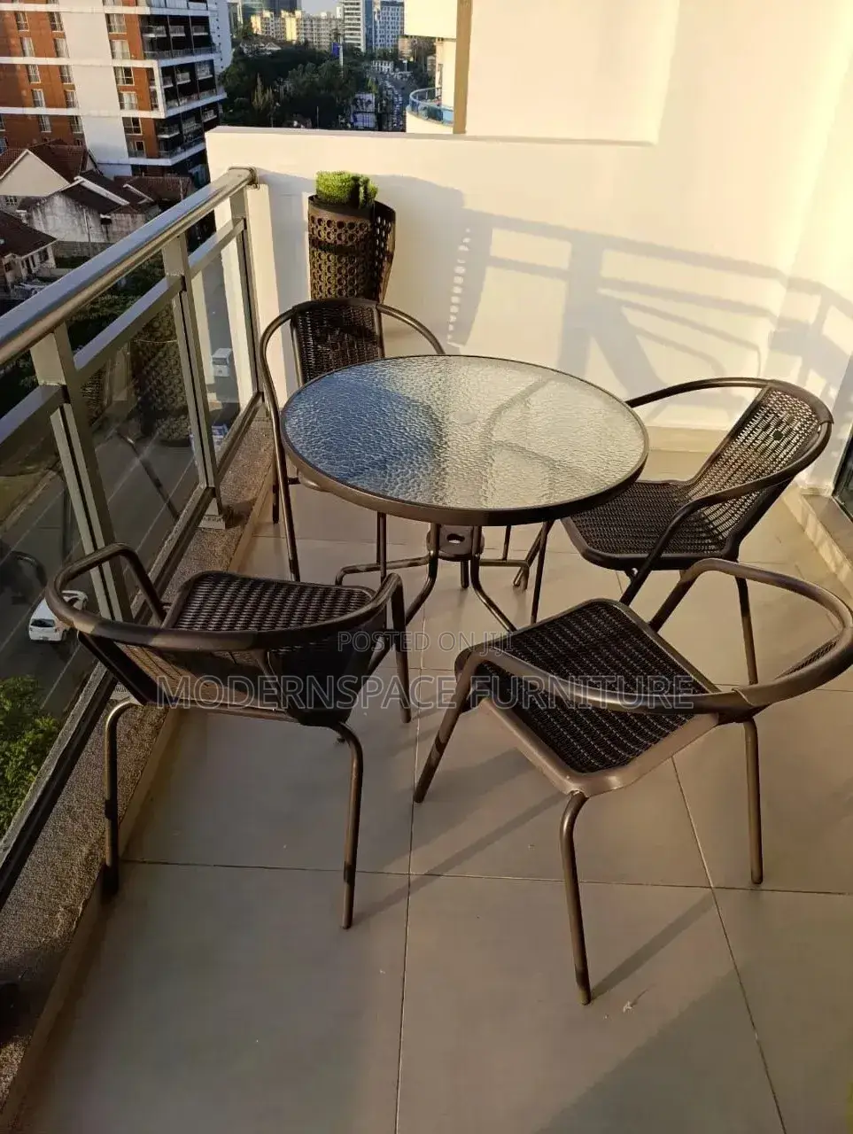 Brown Outdoor Set - Stackable Chairs