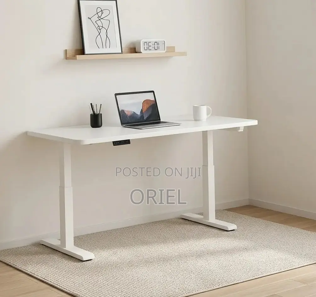 Electric Standing Office Desk : 1400MM White Adjustable Desk