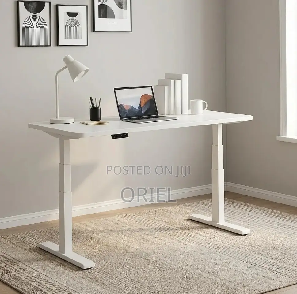 Electric Standing Office Desk : 1400MM White Adjustable Desk