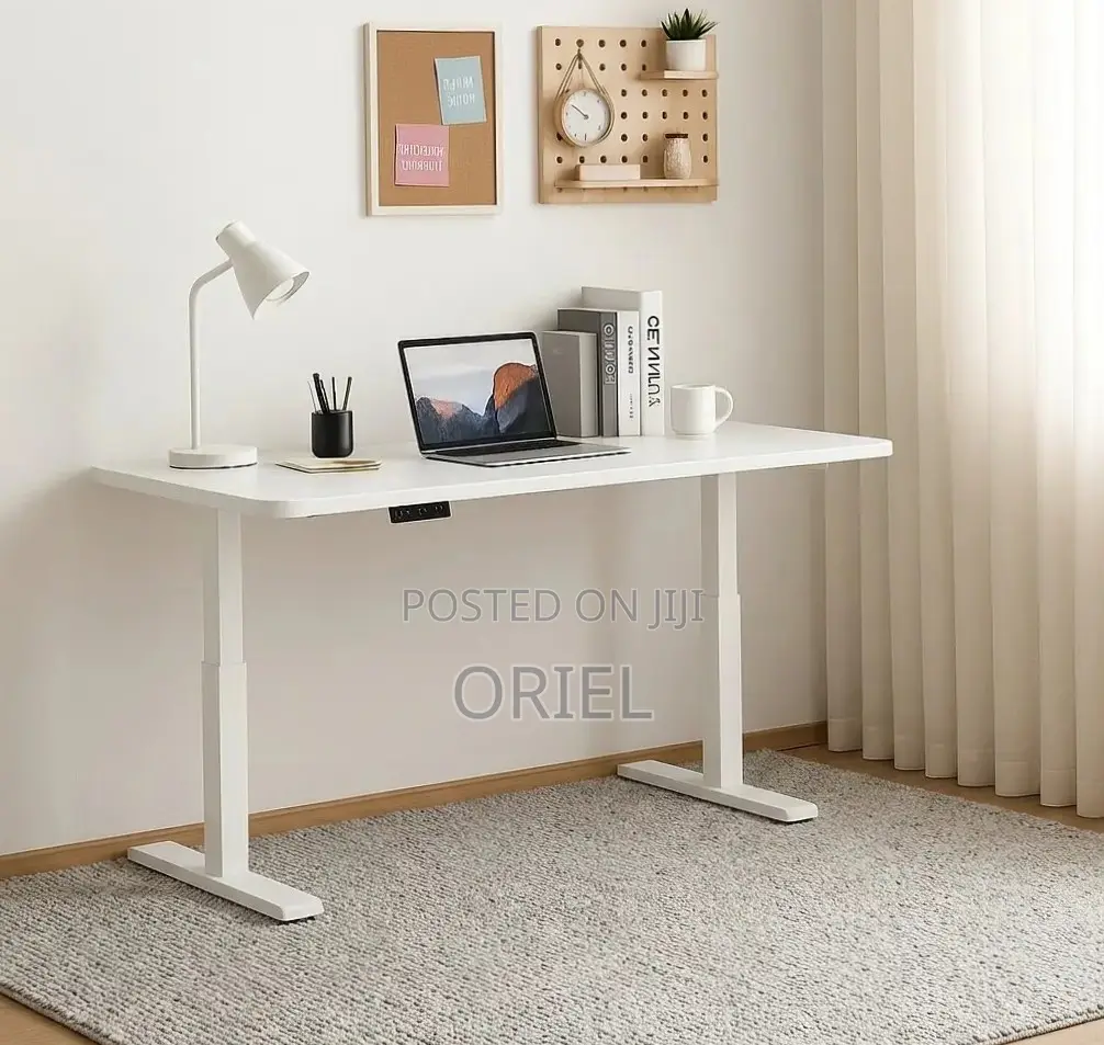 Electric Standing Office Desk : 1400MM White Adjustable Desk