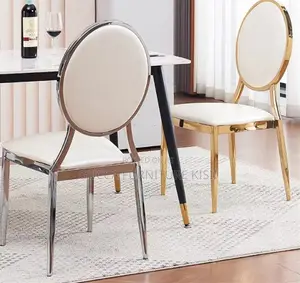 Round Back Faux Leather Dining Stackable Chair