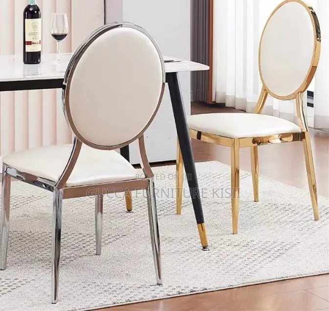 Round Back Faux Leather Dining Stackable Chair