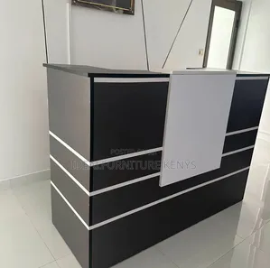 Modern Reception Desk / Front Office Counter - 1.4M Black & White
