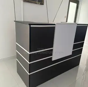 Modern Reception Desk / Front Office Counter - 1.4M Black & White