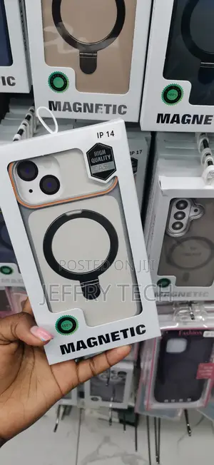 High-Quality Magnetic Case With an Orange Camera Border for iPhone 14