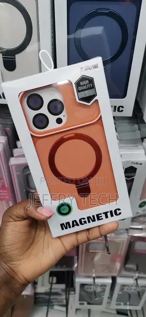 Orange Magnetic Ring Stand Phone Case Designed for iPhone 14 Pro Max.