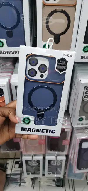 Blue Magnetic Kickstand Phone Case for the Apple iPhone 14 Pro Max.