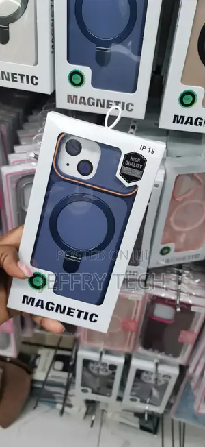 Blue, Magnetic Case Packaged in a White Box With the Label "IP 15"