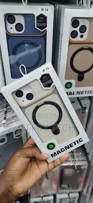 iPhone 15 Magnetic Case With a Built-in Ring Stand and Camera Lens