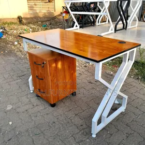 Office Table 1.2M With Movable 3-Drawer Pedestal - White Legs