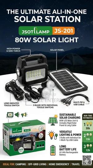 Solar Lighting System Kit With 3 Bulbs. *Sks