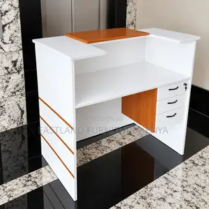 Reception Desk / Reception Counter 1.4M White With Wood Finish &Drawer