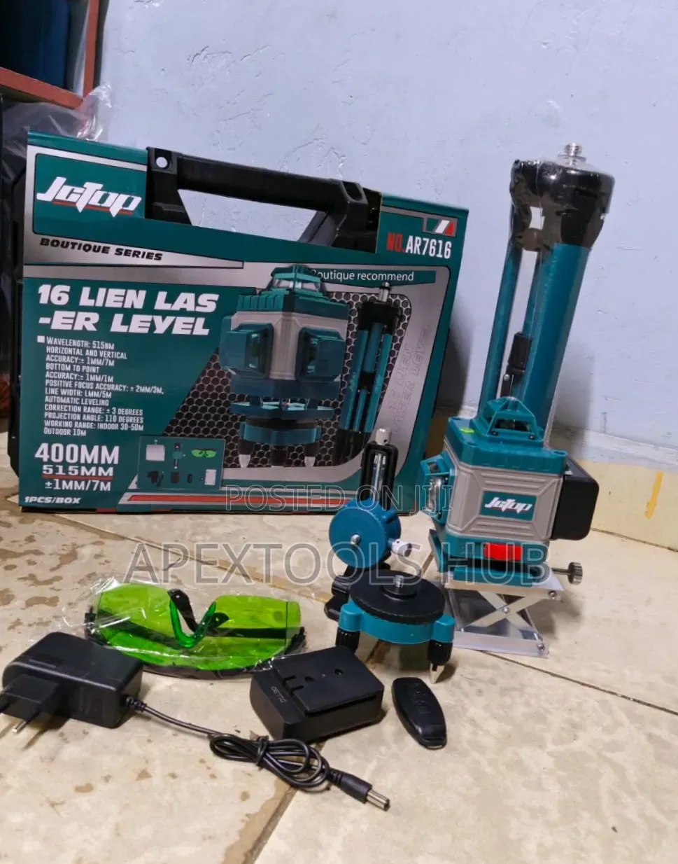 JcTop 16-Line 4D Green Beam Self-Leveling Laser Level Kit