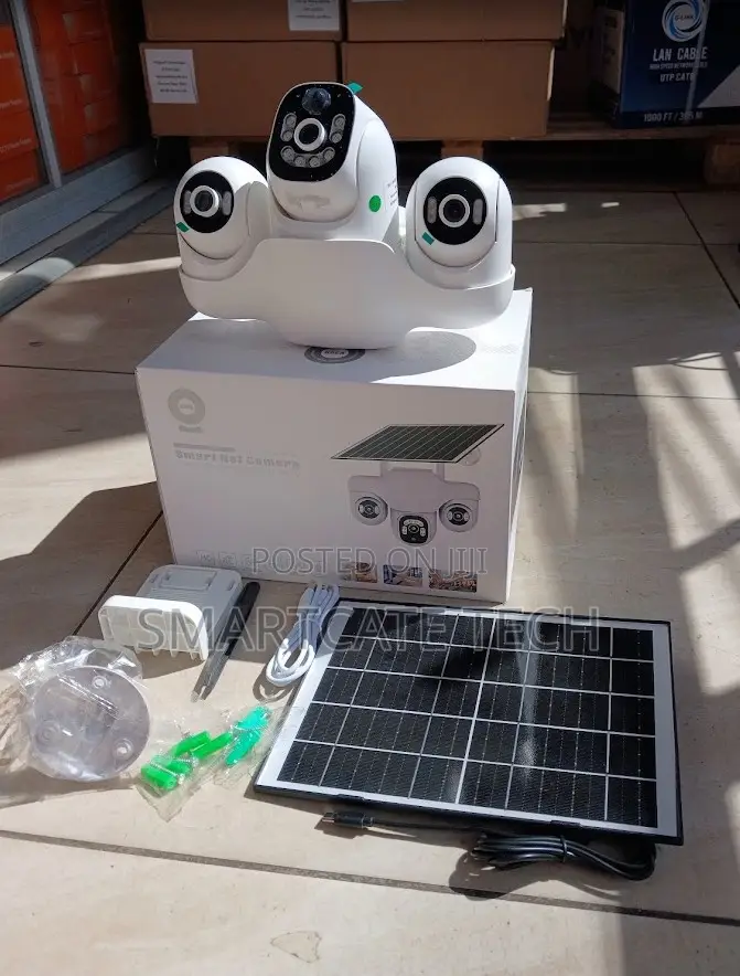 Smart 3-Lens Wireless CCTV Camera With Solar Power