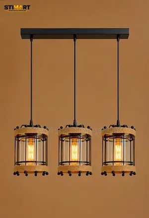Cylindrical Rope Cage 3-Light Pendant