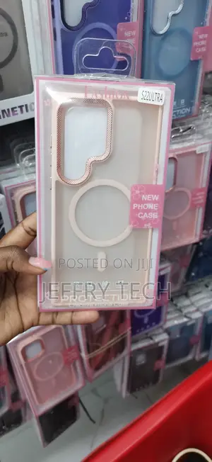 Pink, Translucent Case With MagSafe for Samsung Galaxy S22 Ultra