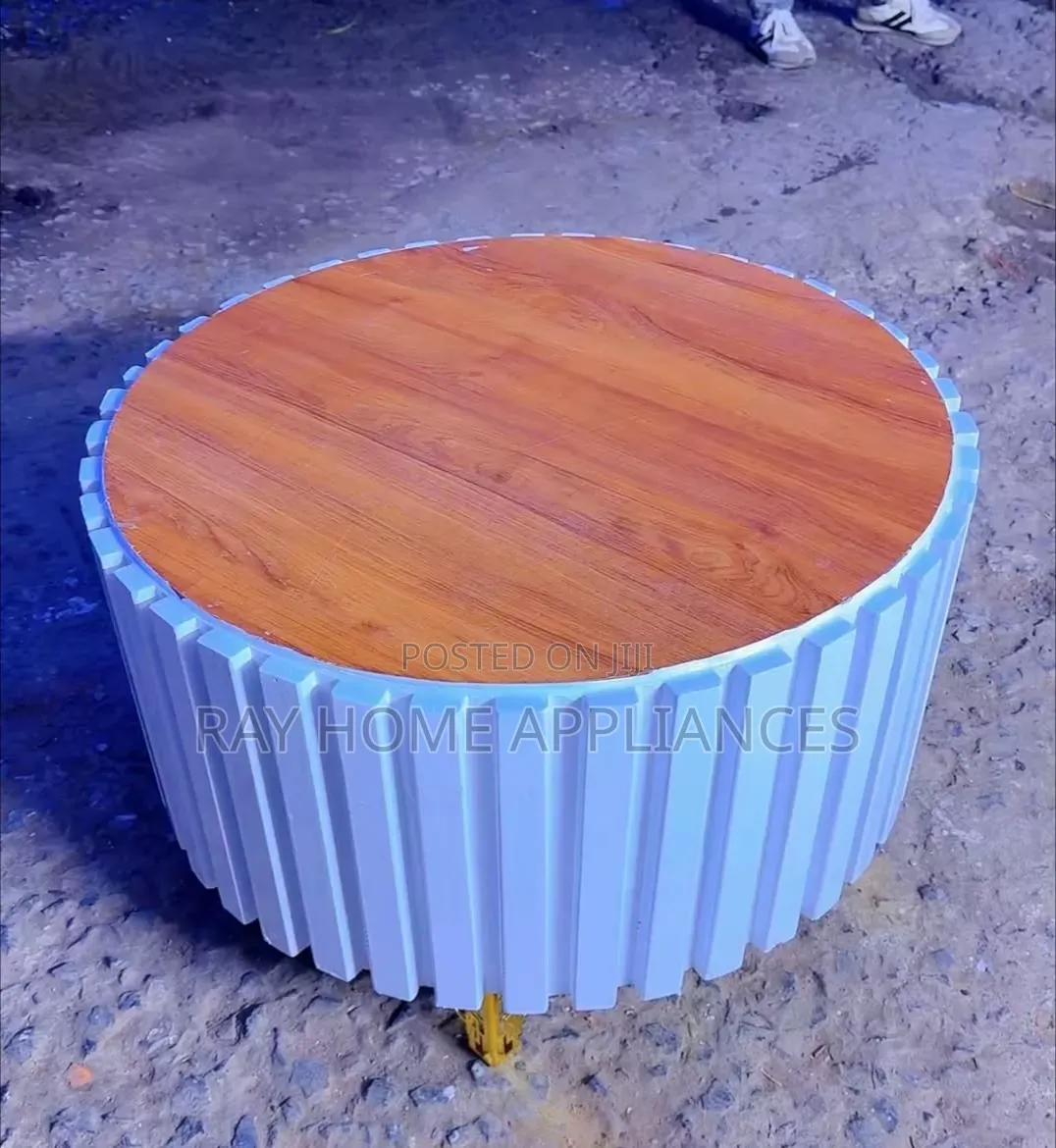 Modern White Brown Round Coffee Table