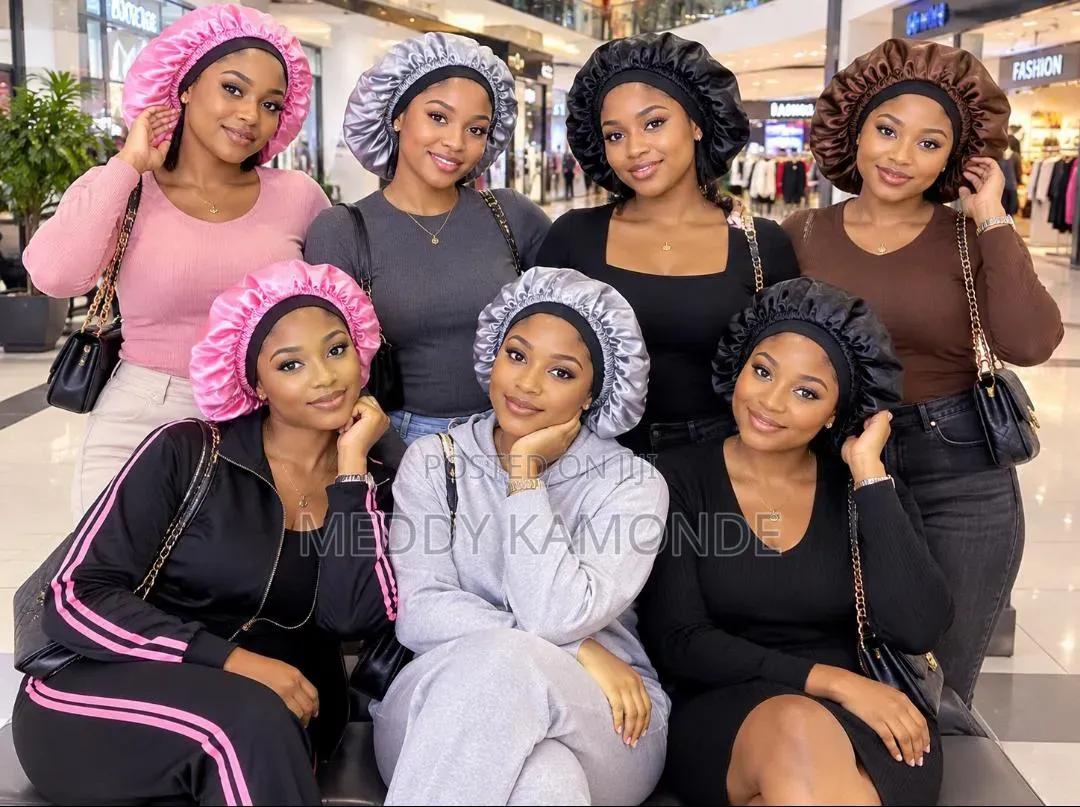Grey/Black/Pink Hair Bonnets
