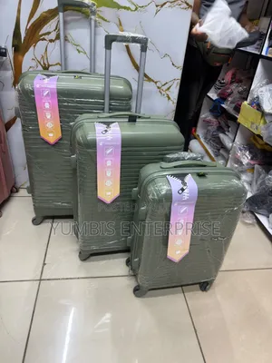 3 in 1 Jungle Green Quality Rubber Suitcase Size 28"L,24"M,20"s