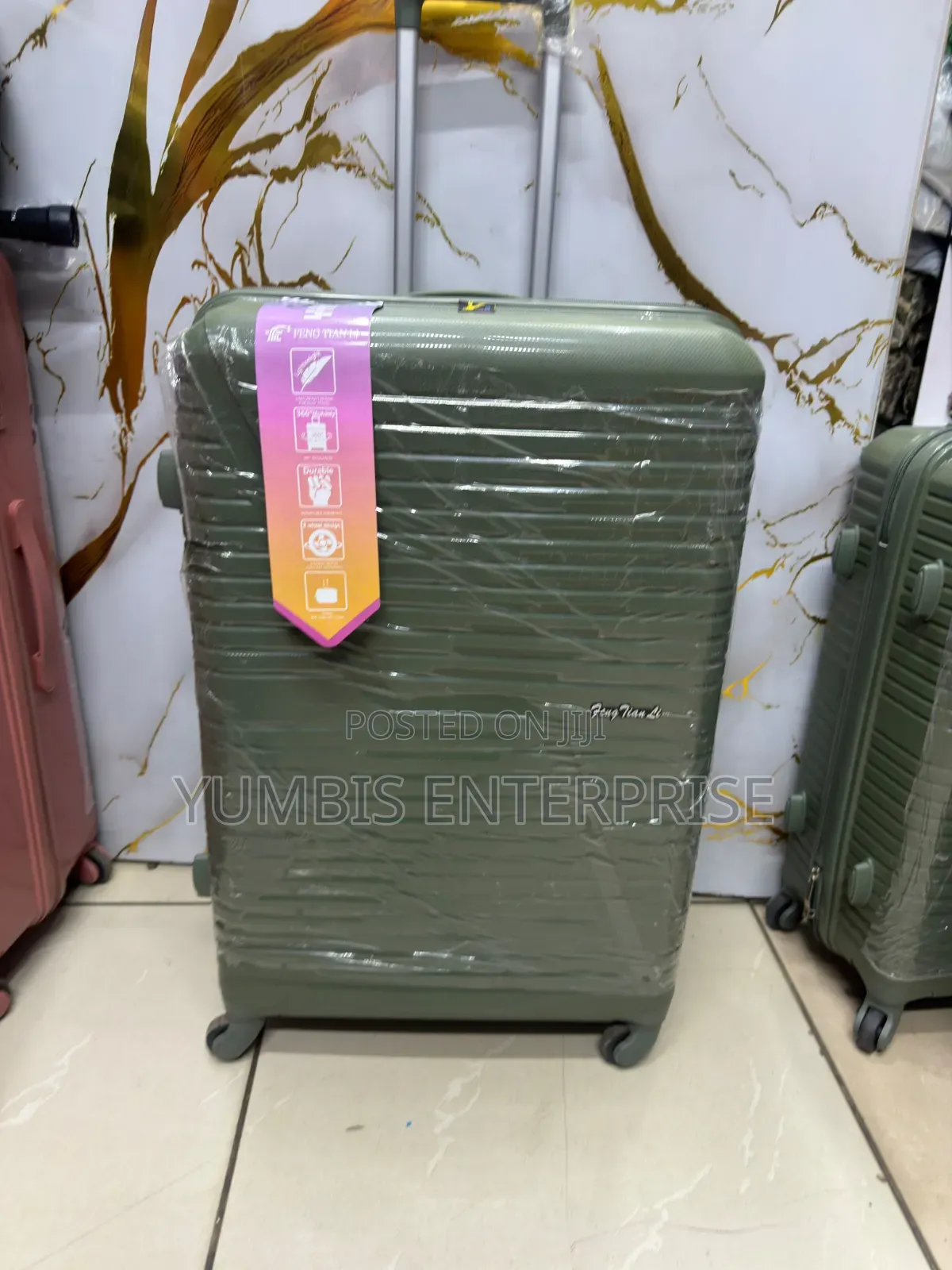 Quality Large Size Rubber Suitcase Height 28"in Jungle Green