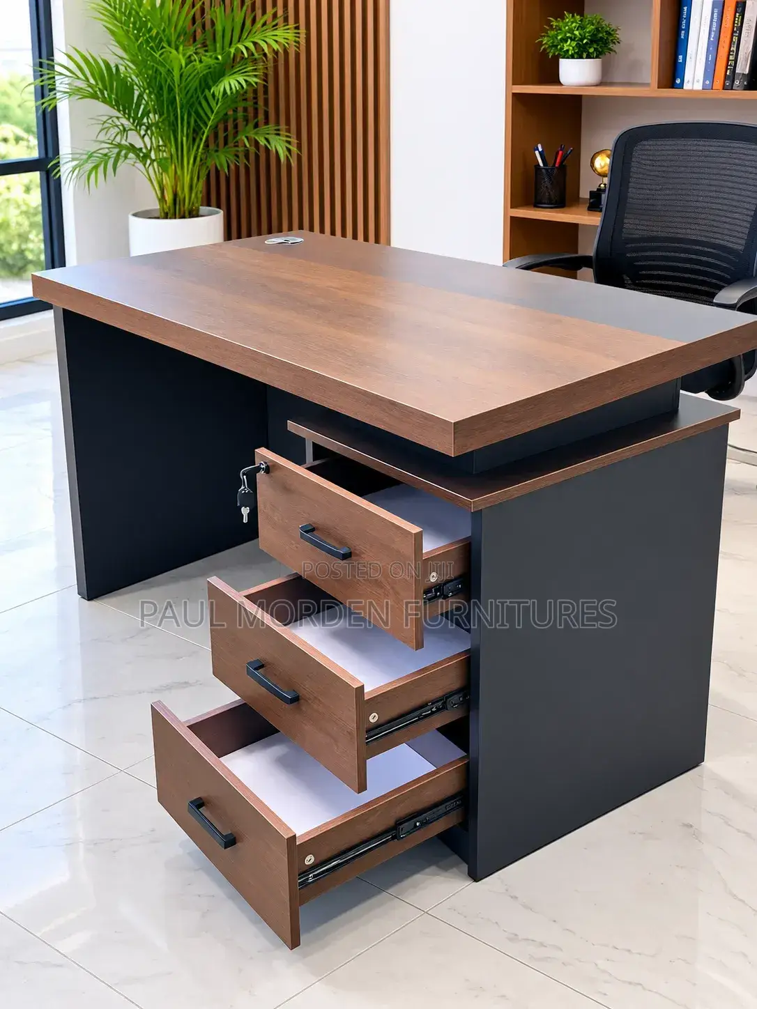 1.2m Office Premium Executive Table With Three Storage Cabinet