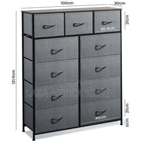 Lasa 11-Tier Fabric Storage Cabinet - Dark Grey.