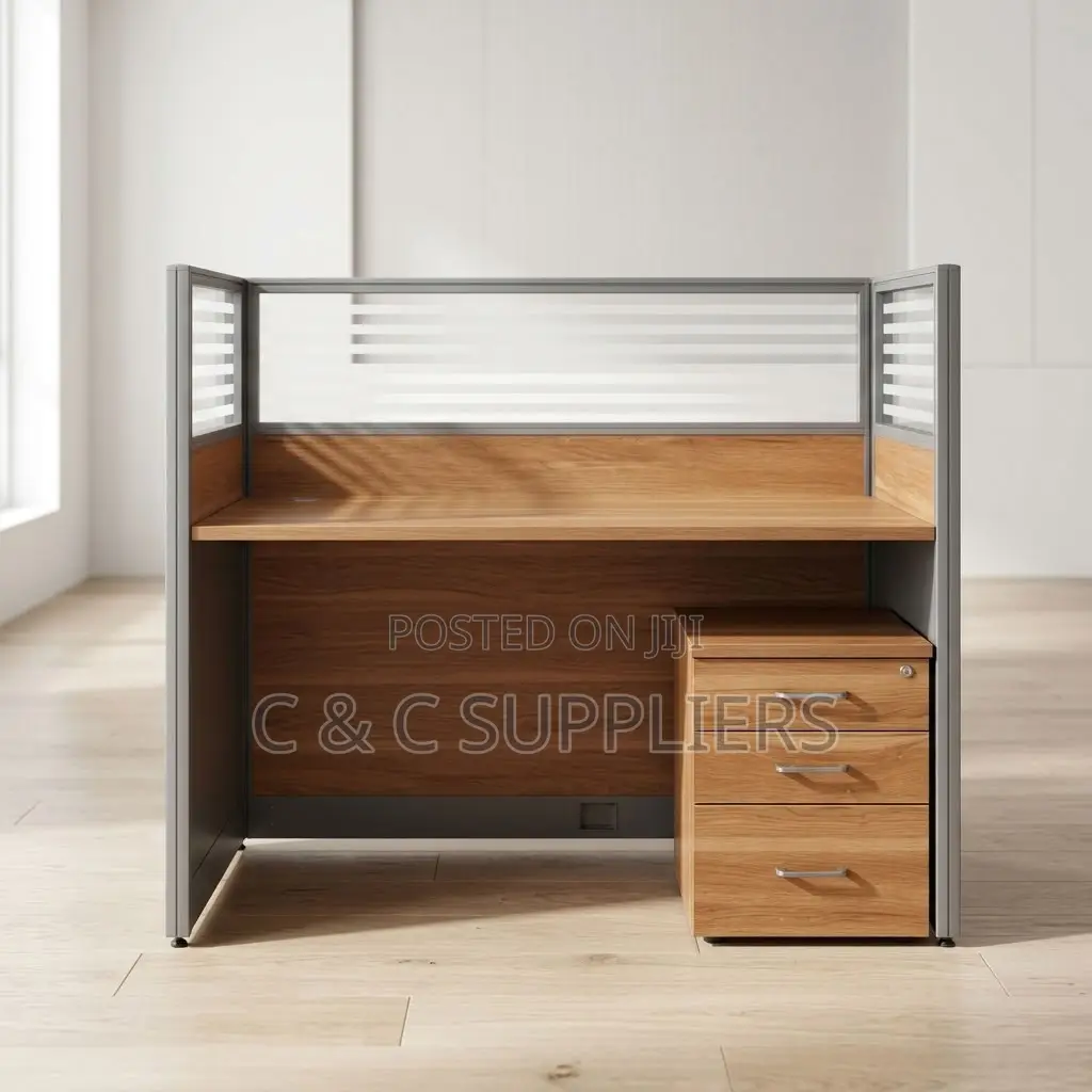 1-Seater Brown Modular Work Desk