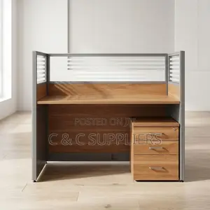 1-Seater Brown Modular Work Desk