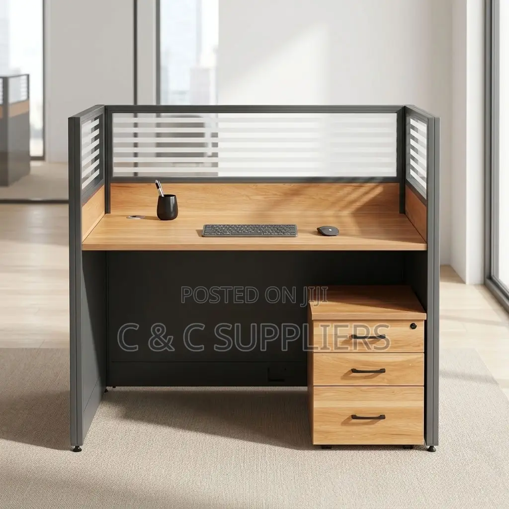 1-Seater Brown Modular Work Desk
