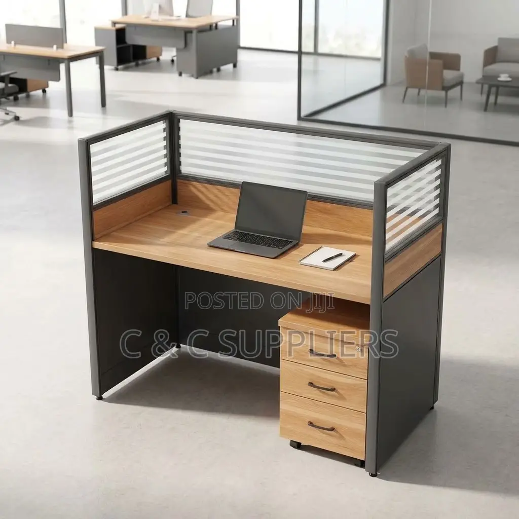 1-Seater Brown Modular Work Desk