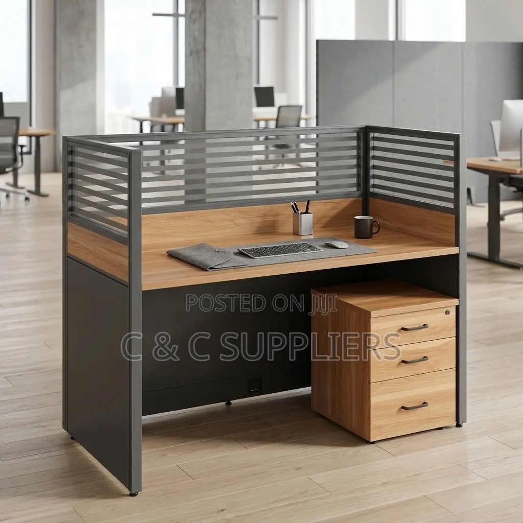 1-Seater Brown Modular Work Desk