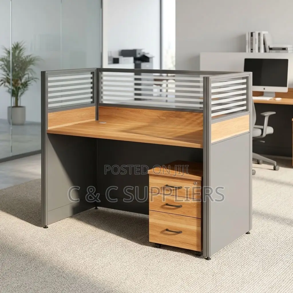 1-Seater Brown Modular Work Desk