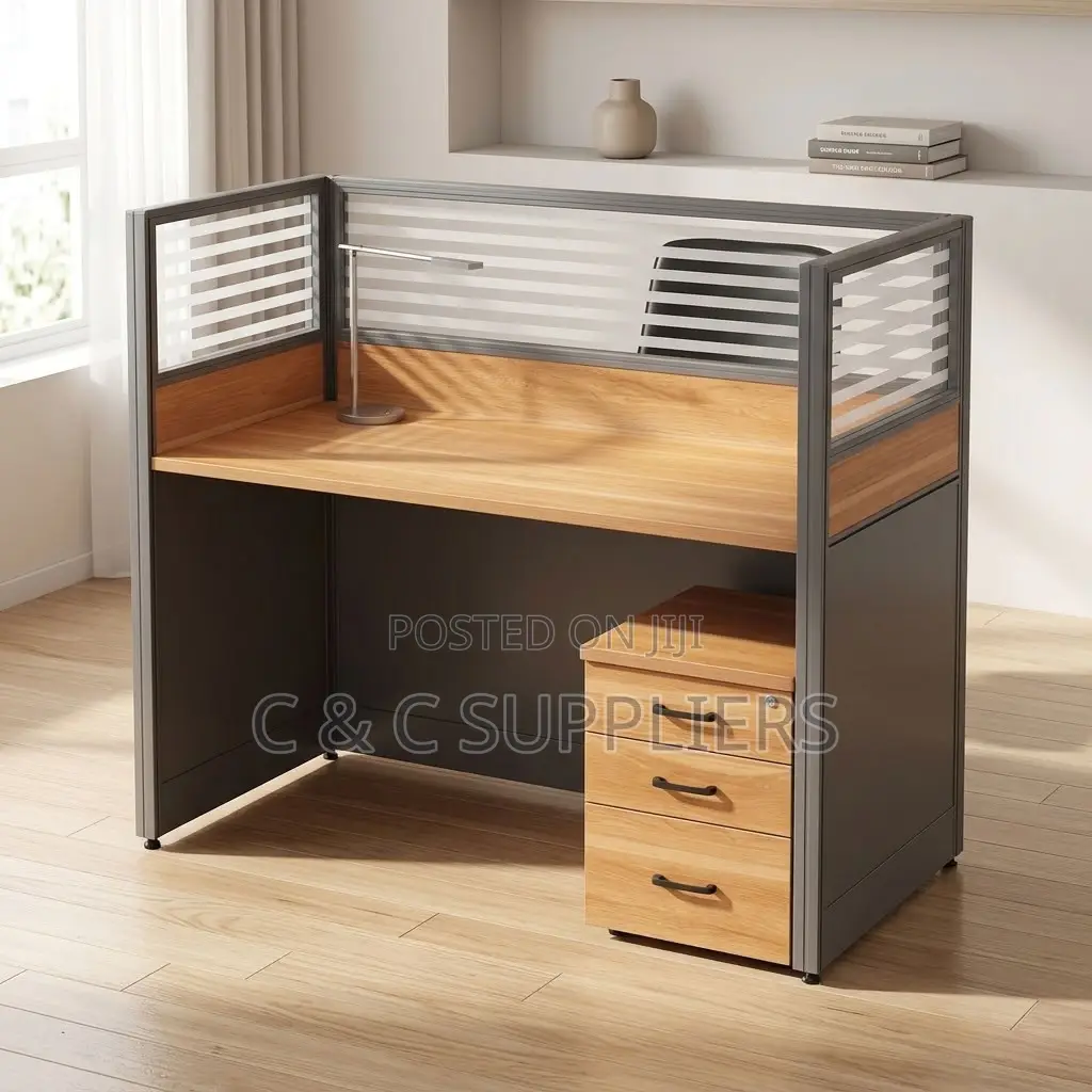 1-Seater Brown Modular Work Desk