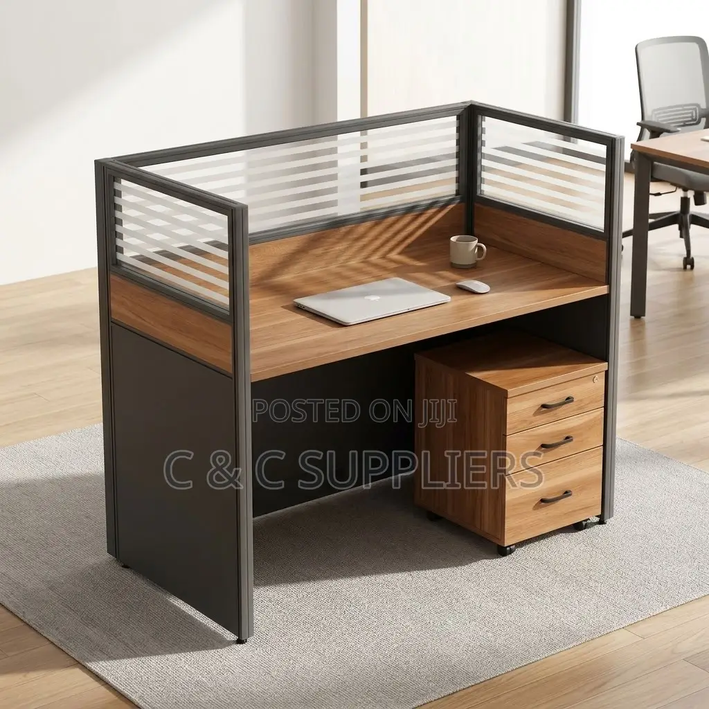 1-Seater Brown Modular Work Desk