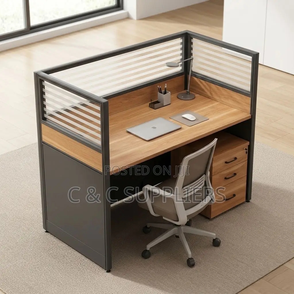 1-Seater Brown Modular Work Desk
