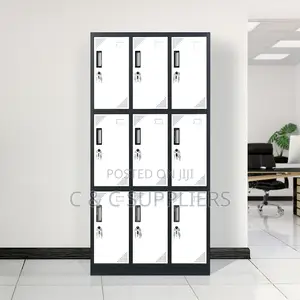 9 Locker Gray Filling Document Cabinet.